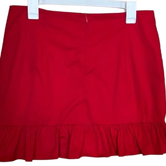 Superdown Fiona ruffle mini skirt XL Red fully lined hidden back zipper‎ NWOT - Picture 4 of 11